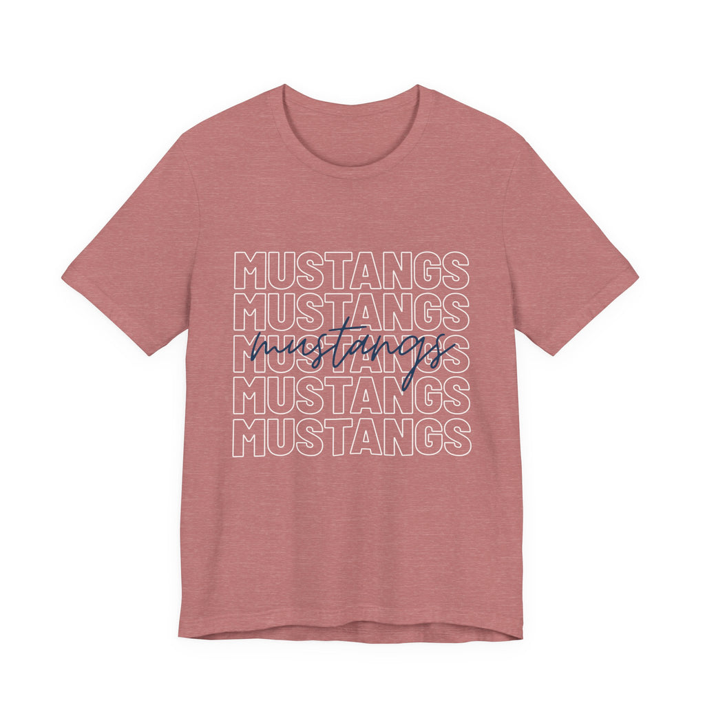 Mustangs School Spirit Short Sleeve Tee, Casual T-Shirt, Teacher Gear, Trendy Fashion, School mascot