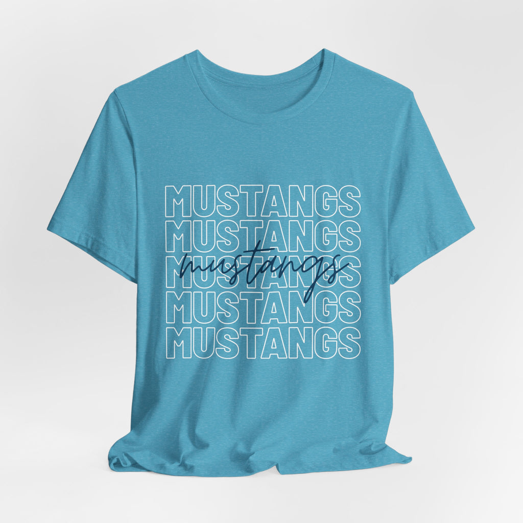 Mustangs School Spirit Short Sleeve Tee, Casual T-Shirt, Teacher Gear, Trendy Fashion, School mascot