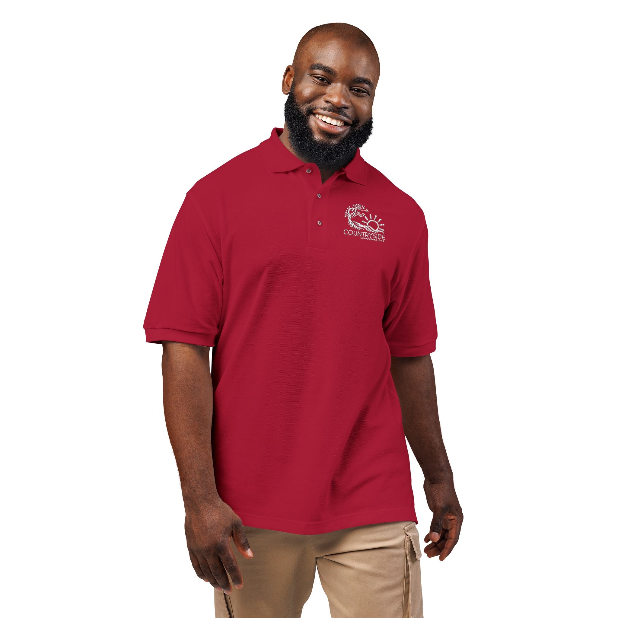 Countryside White Embroidered Polo