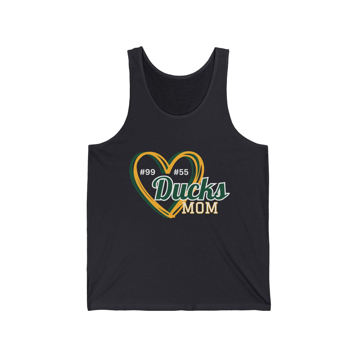 Ducks Mom Heart Tank Top — Sports Mom Jersey Tank (Includes #99 & #55)