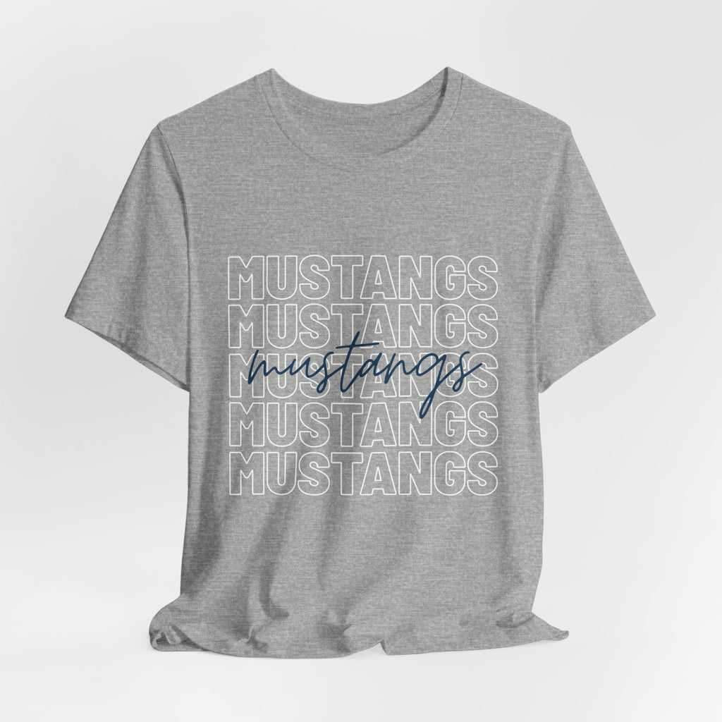 Mustangs School Spirit Short Sleeve Tee, Casual T-Shirt, Teacher Gear, Trendy Fashion, School mascot
