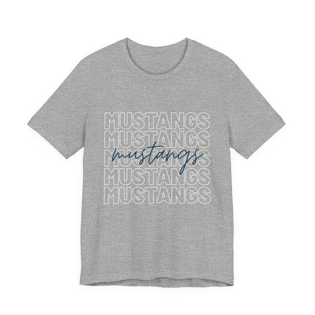 Mustangs School Spirit Short Sleeve Tee, Casual T-Shirt, Teacher Gear, Trendy Fashion, School mascot