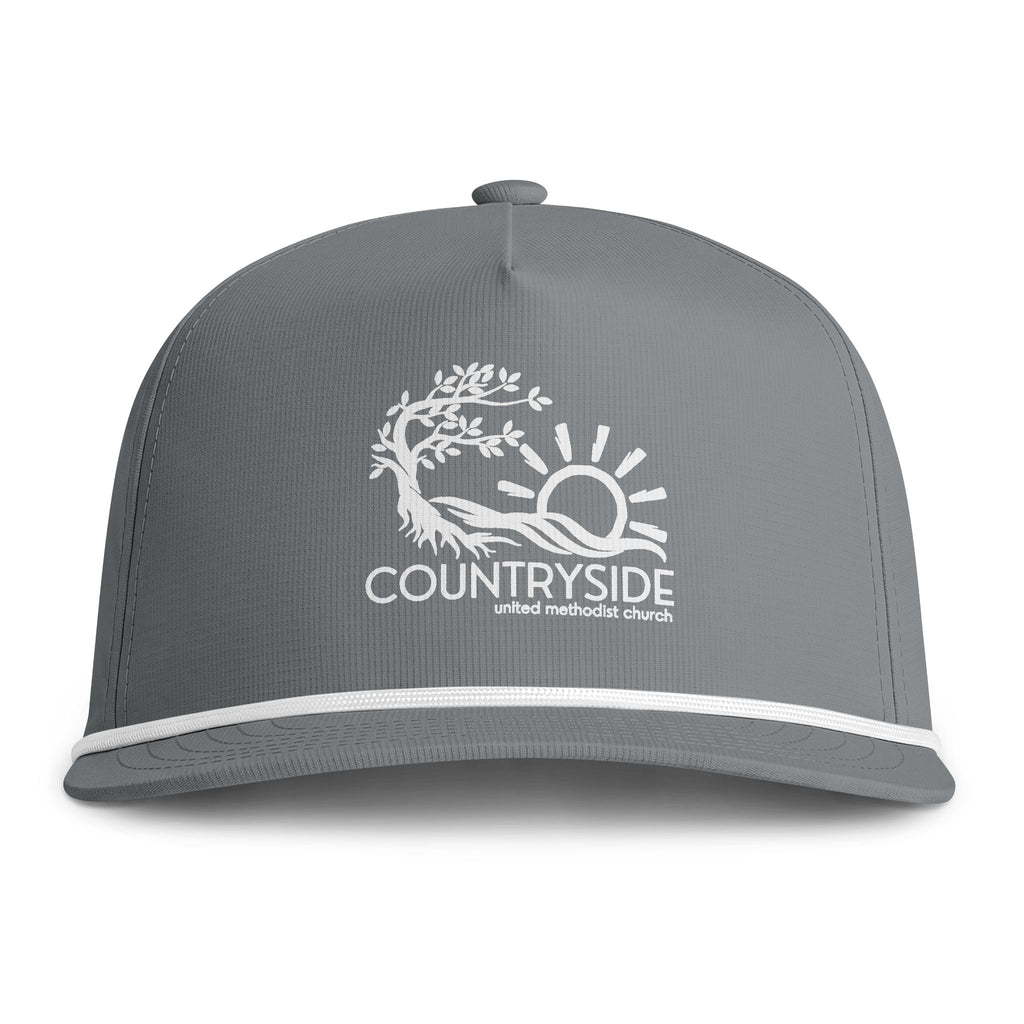 Countryside Sunwashed Rope Cap - Vintage Sun & Tree Embroidered Trucker Hat