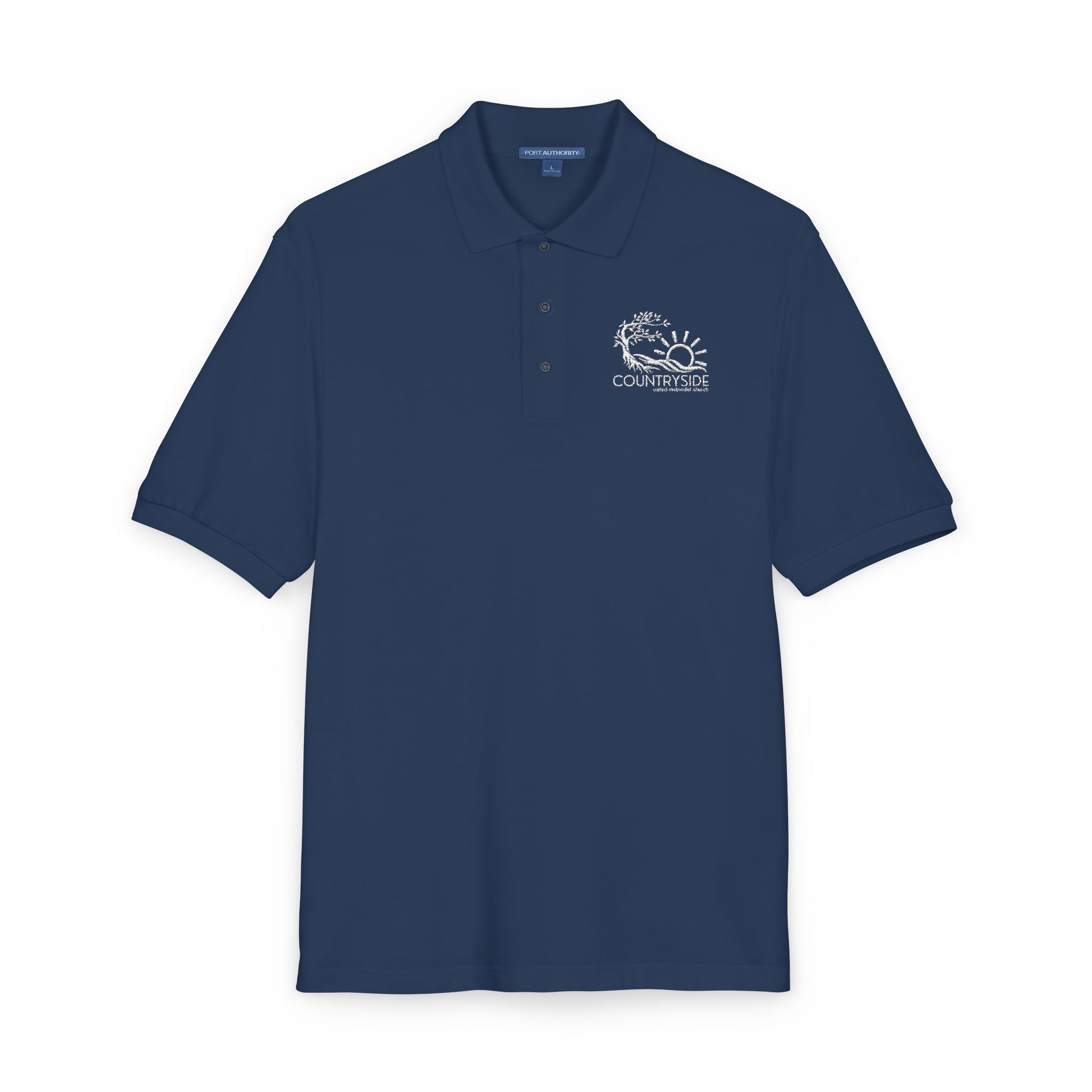 Countryside White Embroidered Polo