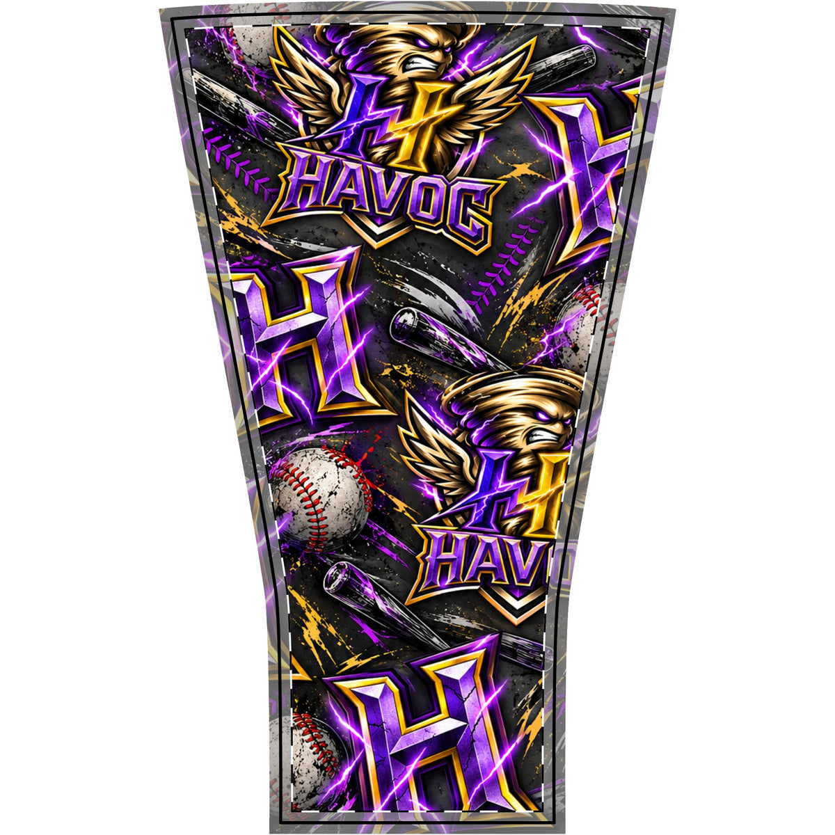 Havoc Baseball Arm Sleeve — Purple & Gold Athletic Compression Sleeve