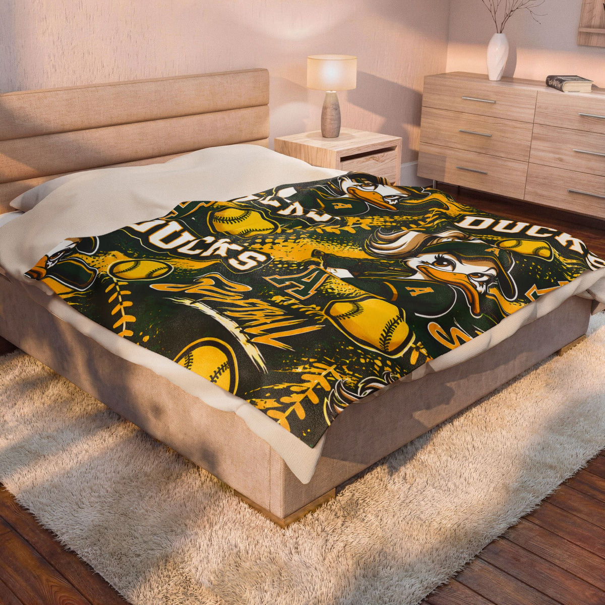 Ducks Softball Velveteen Plush Blanket