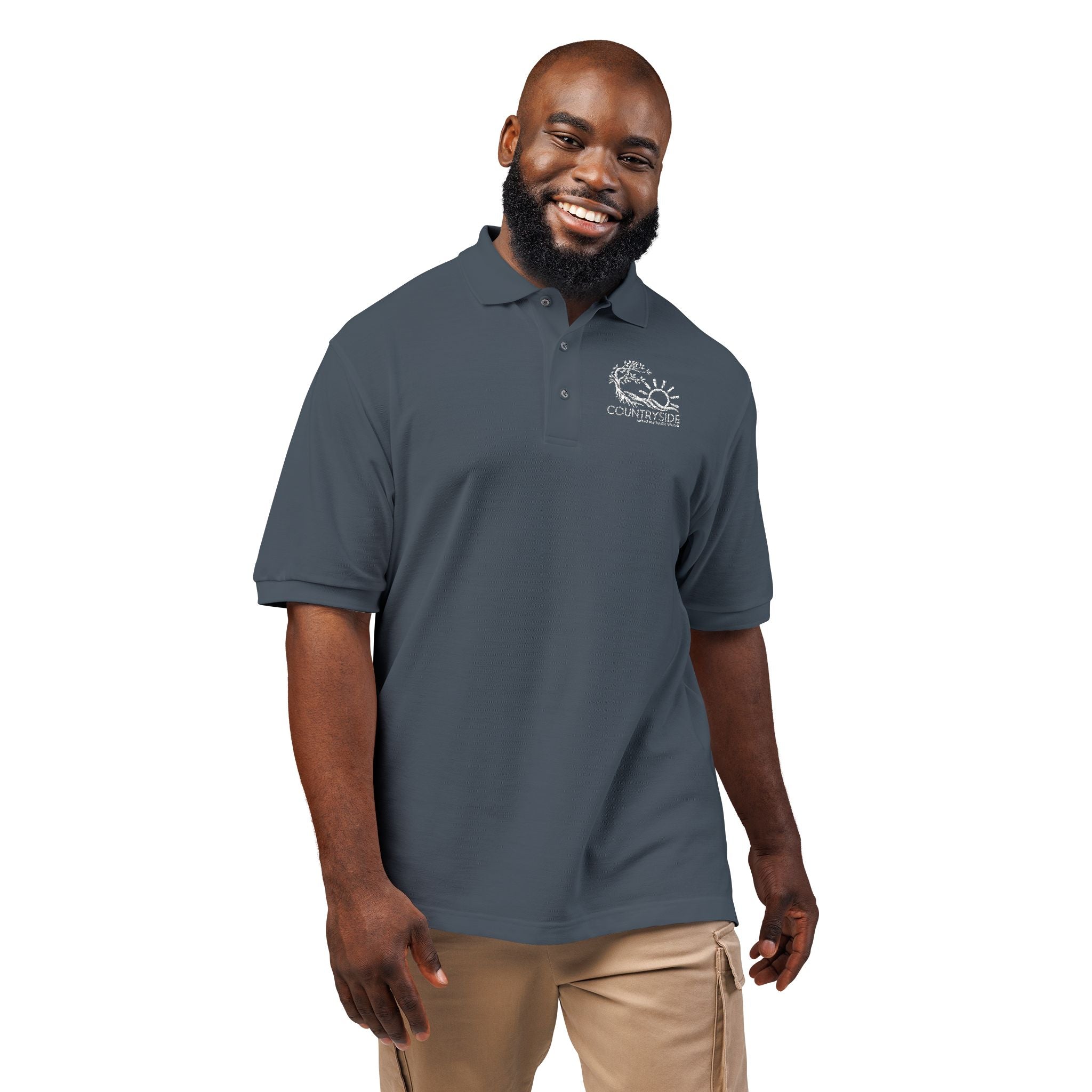 Countryside White Embroidered Polo