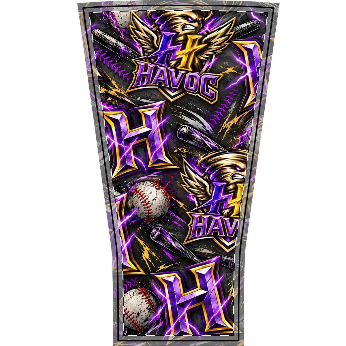 Havoc Baseball Arm Sleeve — Purple & Gold Athletic Compression Sleeve